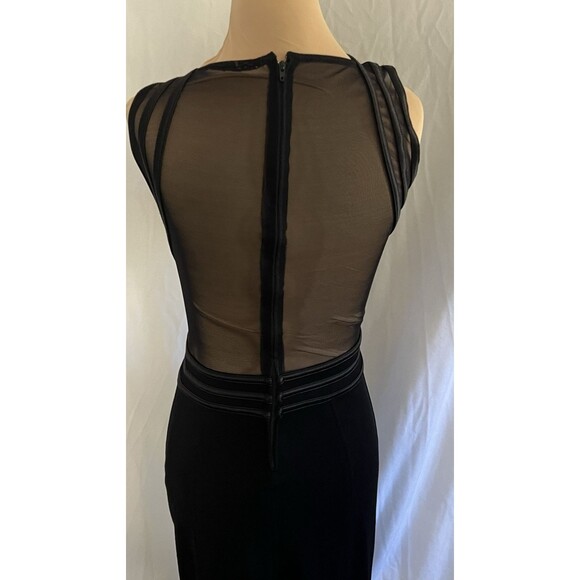 Tadashi Shoji Black Mesh Panel Evening Gown Elegant Formal Dress S - Picture 13 of 16